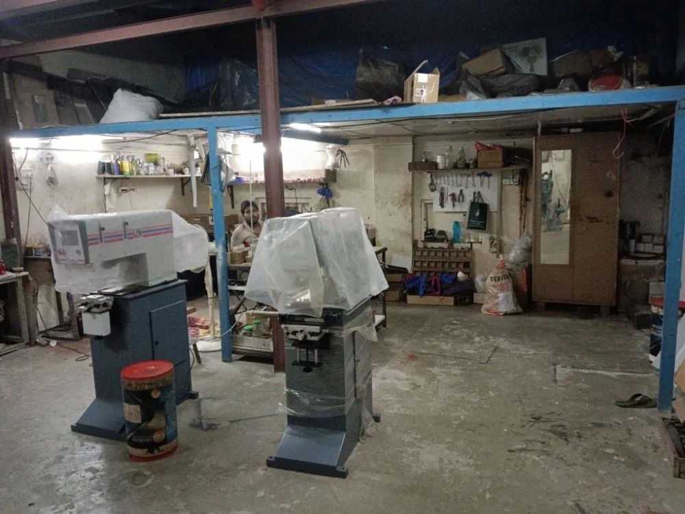 Shop floor at Gaurav Industries with pad printing machines under assembly